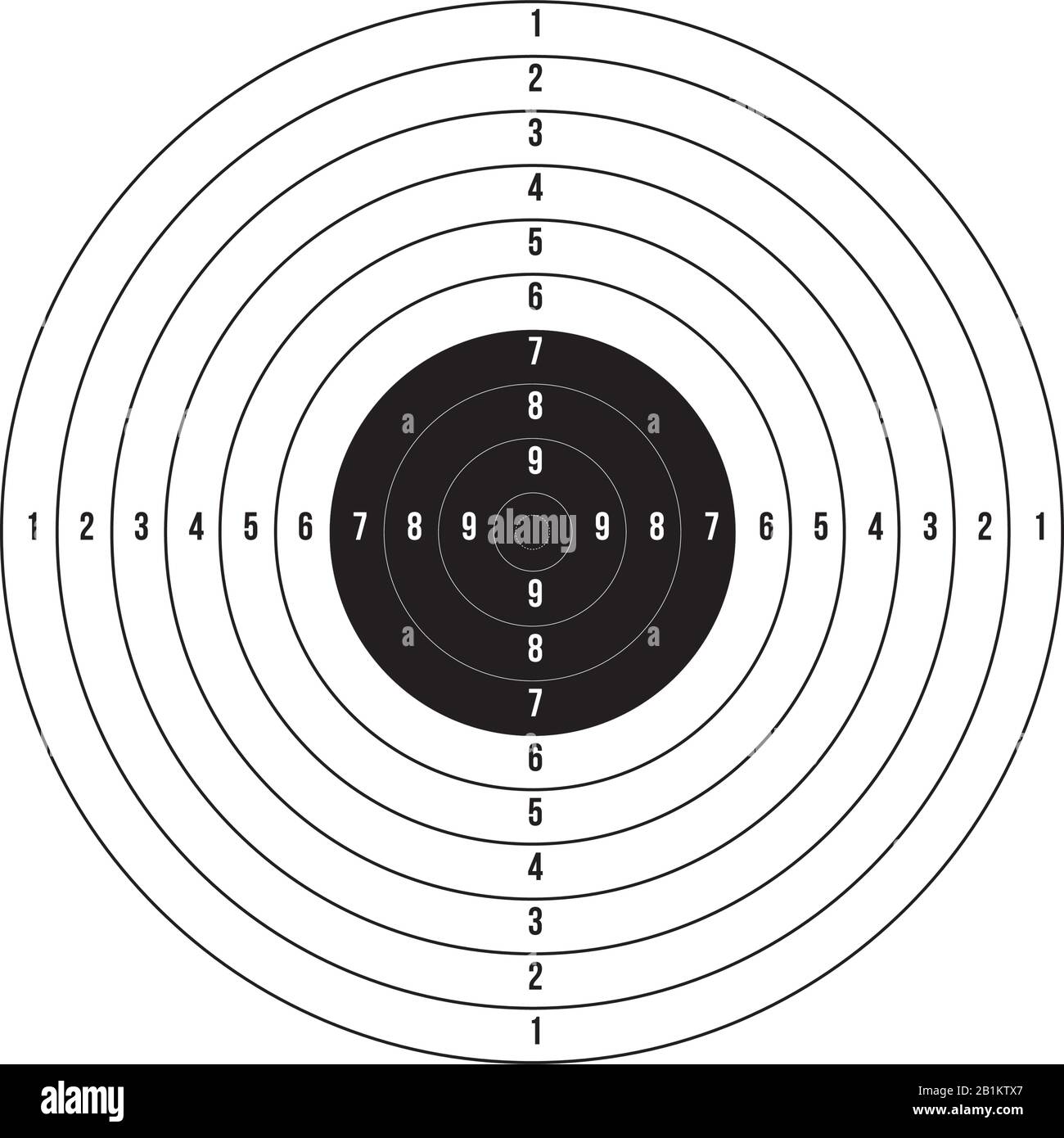 ISSF 10 meter air pistol. Olympic shooting archery target printable. Stock Vector illustration isolated on white background. Stock Vector