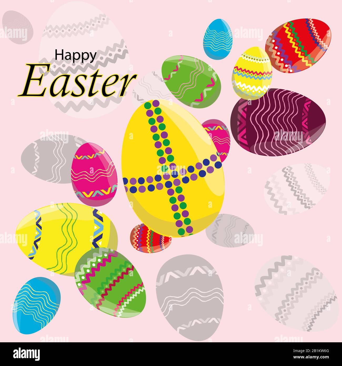 Easter egg, background template with beautiful colorful spring eggs. illustration.. Stock Photo