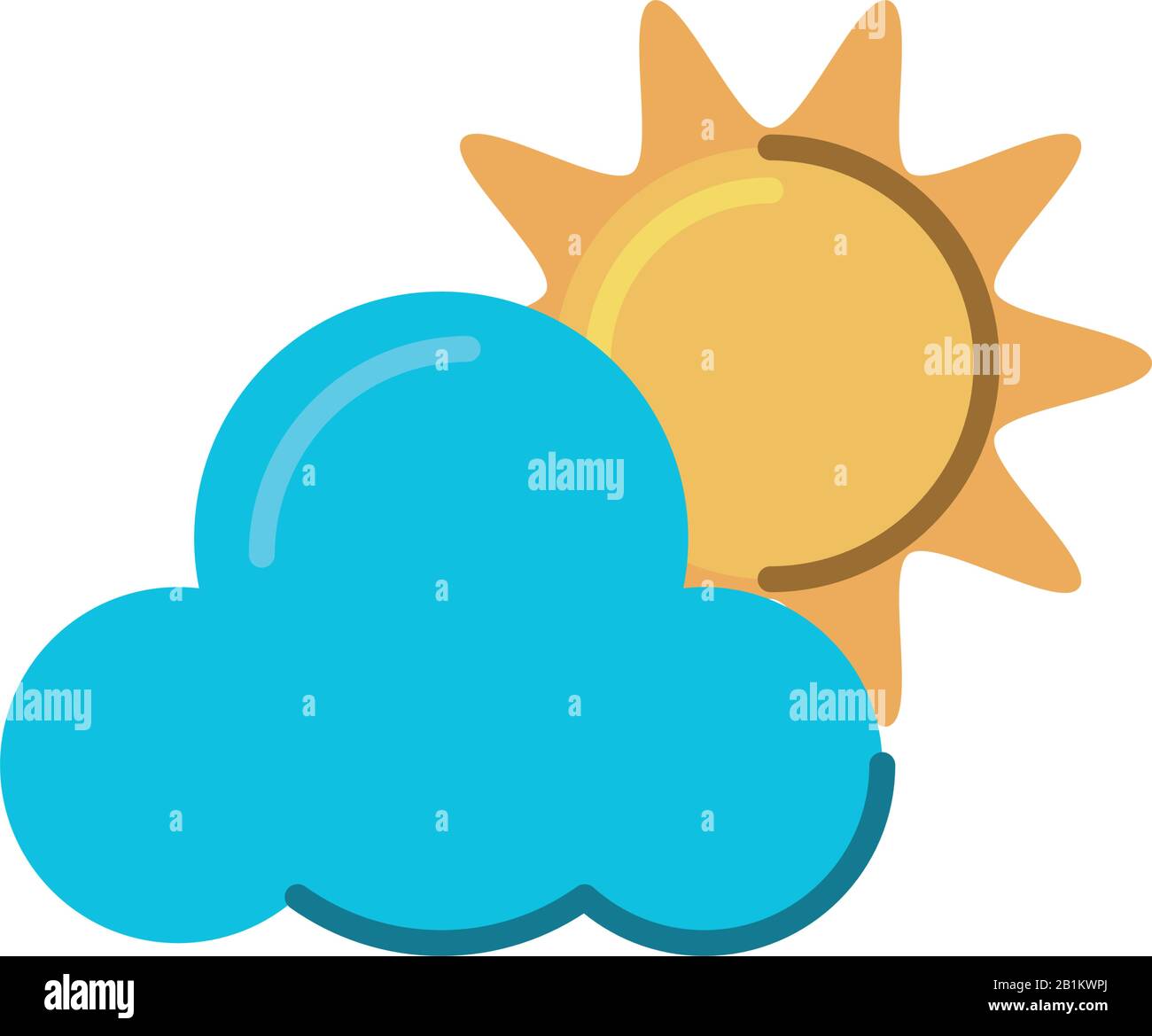 cloud and sun over white background, flat style icon, vector ...