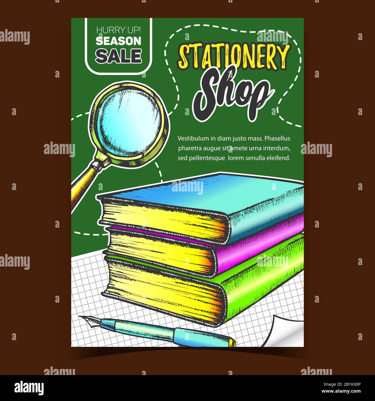 Stationery Shop Sales Advertising Banner Vector Stock Vector Image