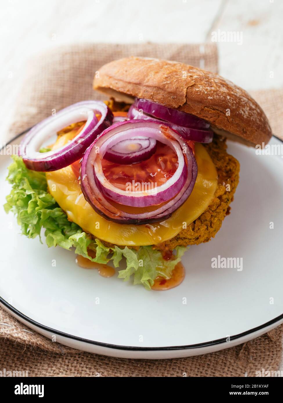 Curried Pumpkin and Chickpea Burger Stock Photo