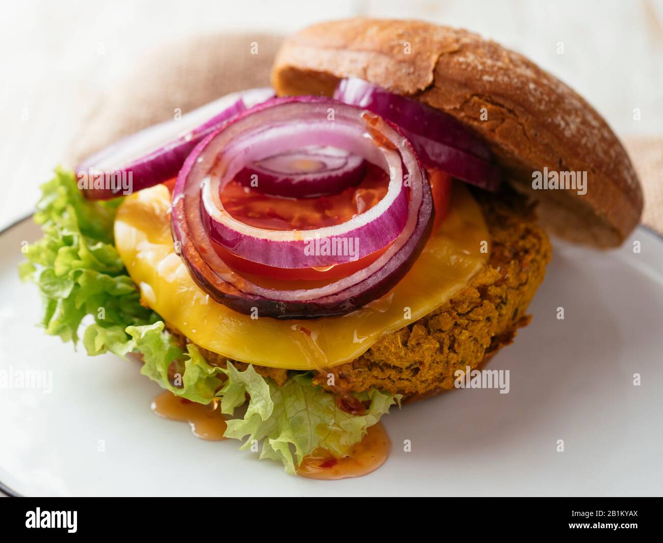 Curried Pumpkin and Chickpea Burger Stock Photo