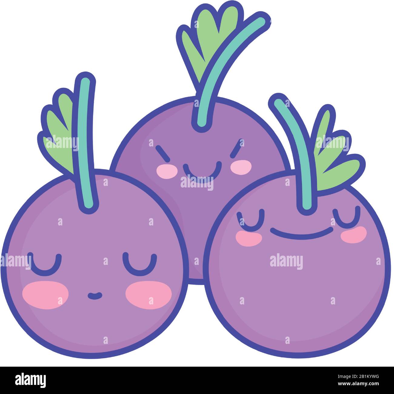 blueberries fruit characters cartoon food cute vector illustration flat ...