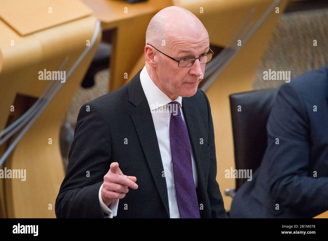 Edinburgh, UK. 26th Feb, 2020. Pictured: John Swinney MSP - Depute First Minister and Cabinet Secretary for Education of the Scottish National Party (SNP). Education and Skills general questions being put to John Swinney who is defending the Scottish Governments record on Education. Credit: Colin Fisher/Alamy Live News Stock Photo