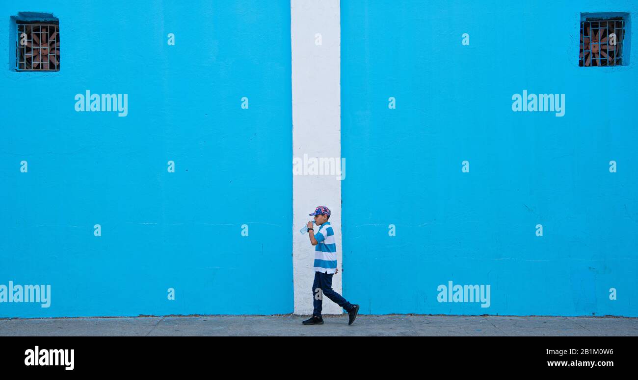 Boy in blue Stock Photo Alamy