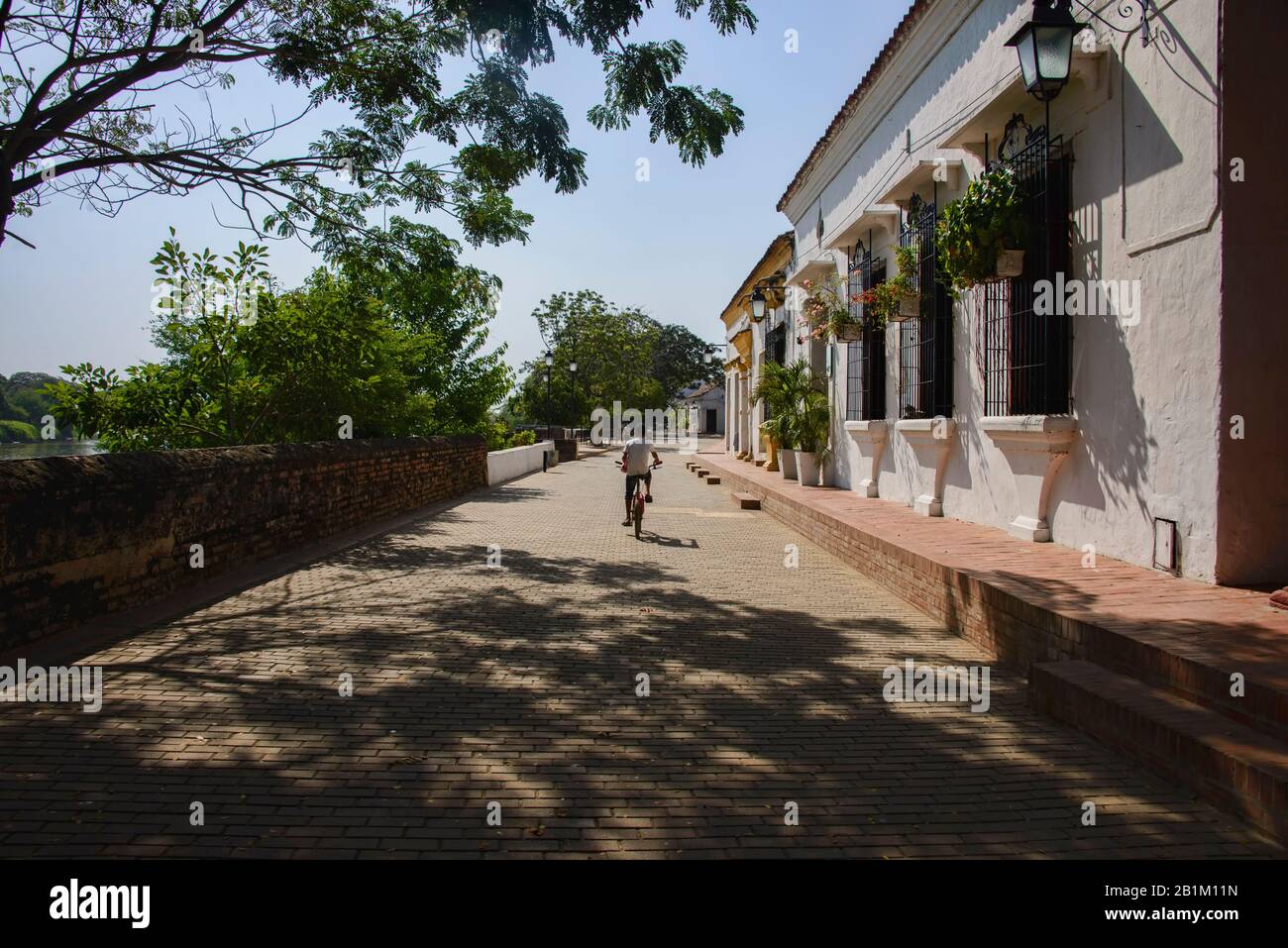 Colorful colonial architecture in sleepy Santa Cruz de Mompox, Bolivar, Colombia Stock Photo