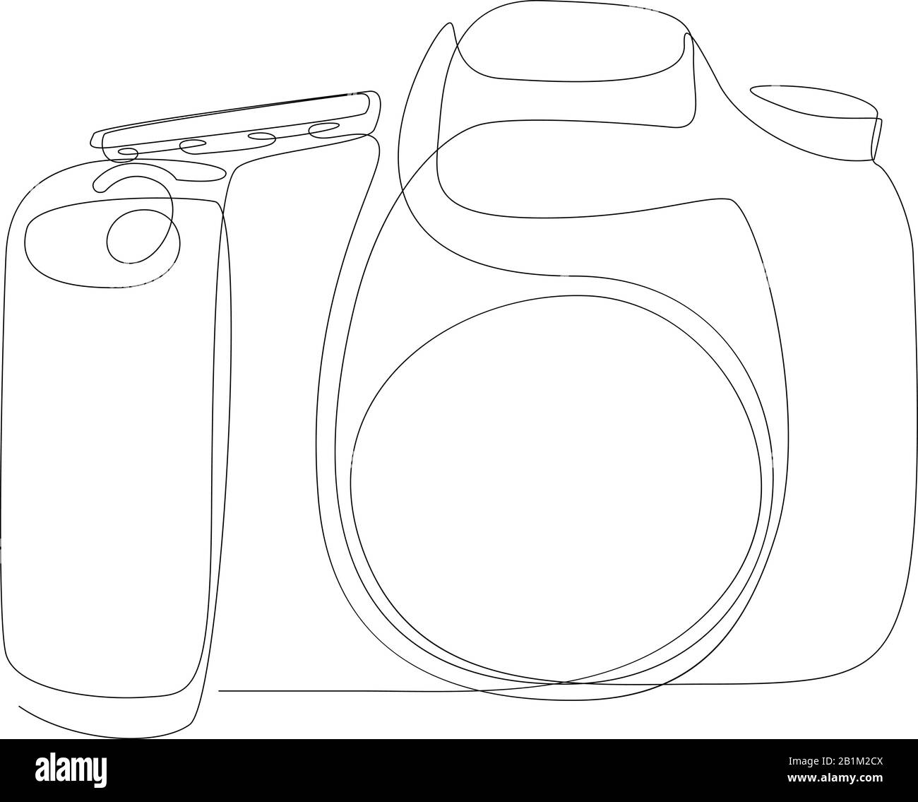 One line digital camera design. Hand drawn minimalism style, technology gadget vector illustration. Photography equipment concept continuous line draw Stock Vector