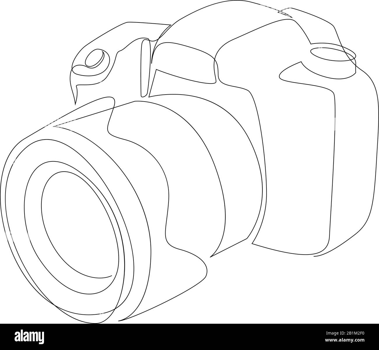 DSLR camera digital vector with one continuous single line drawing. Minimal art style. Photography equipment concept continuous line draw design illus Stock Vector