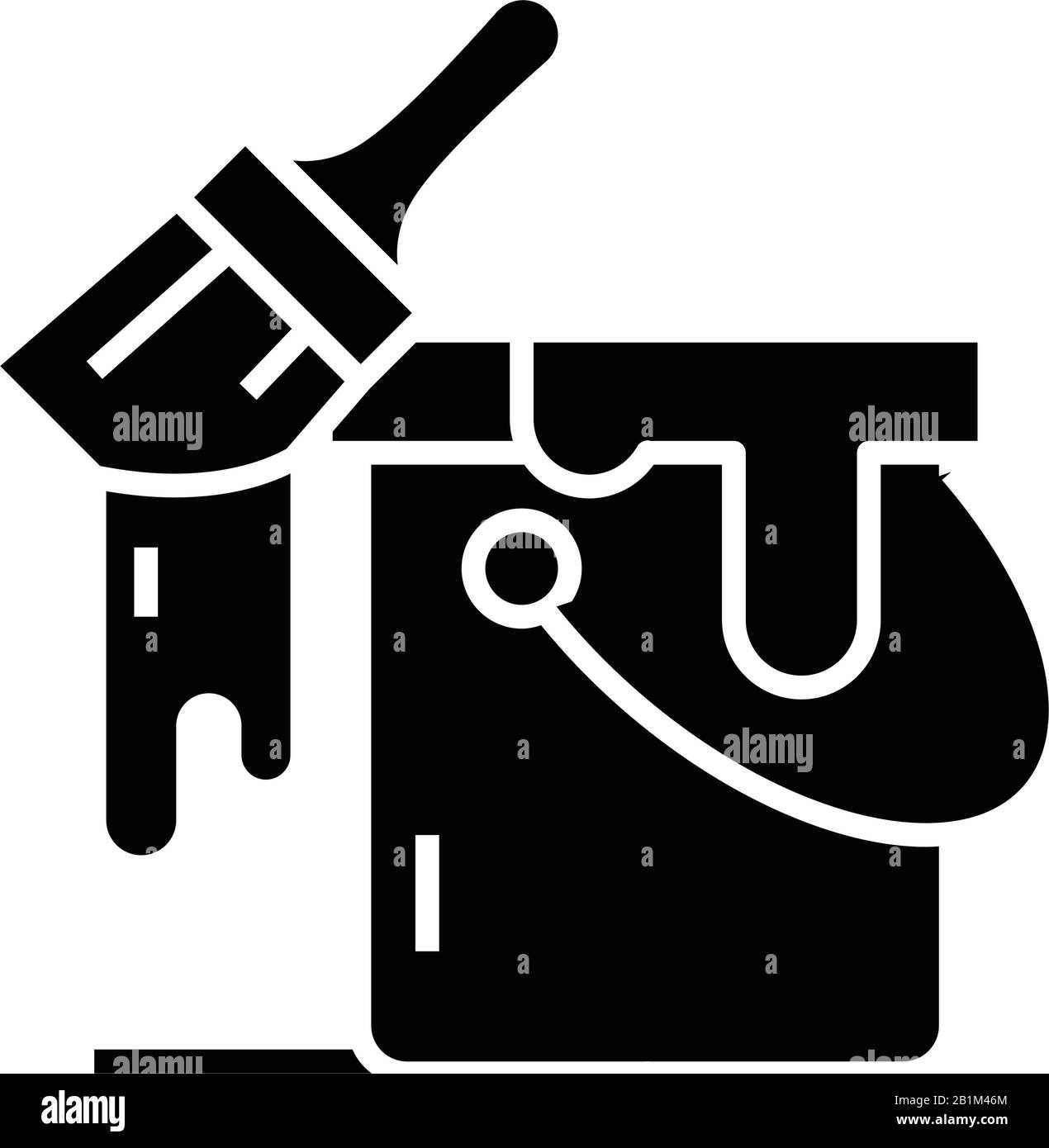 Brush and paint black icon, concept illustration, vector flat symbol