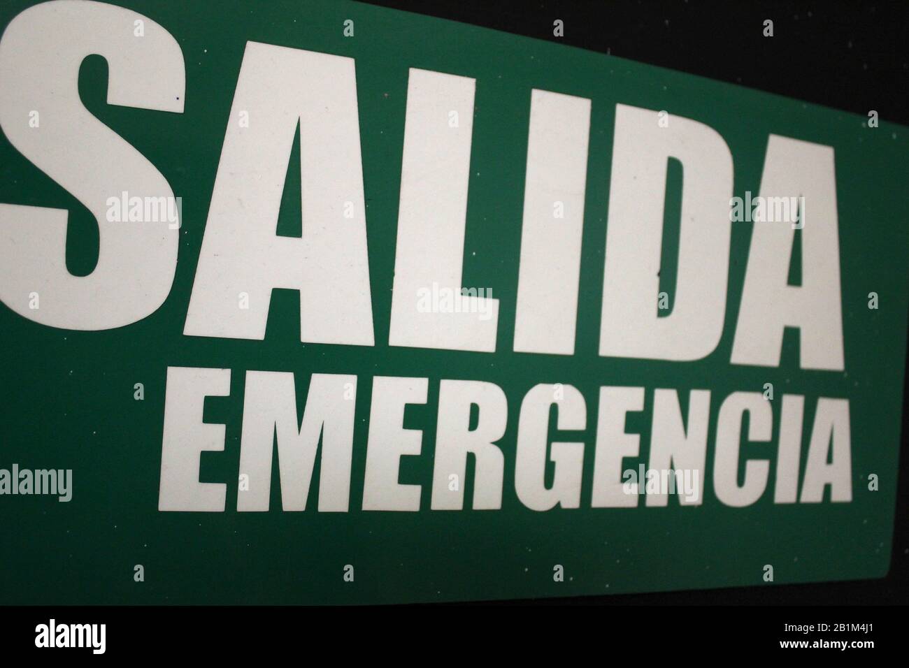 Green emergency exit sign Stock Photo Alamy