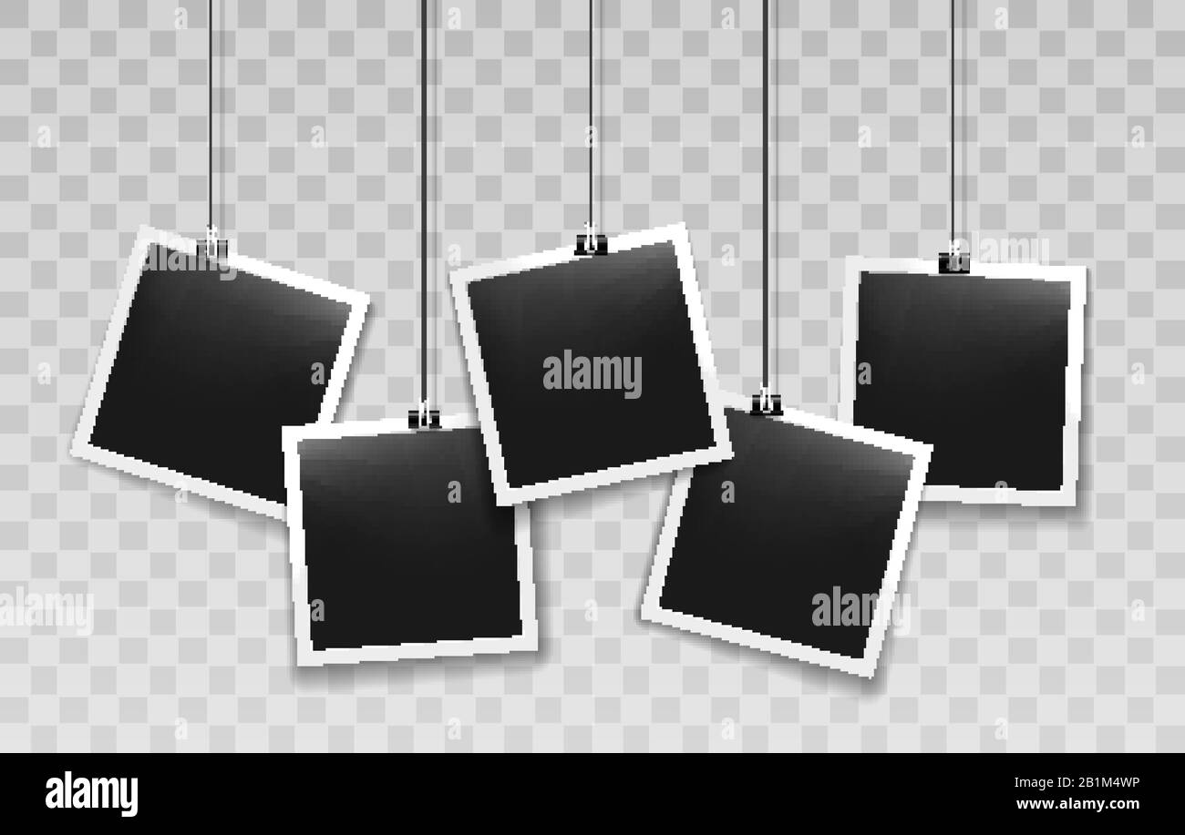 Hanging instant photo frames Stock Vector