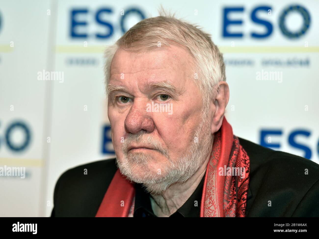 Martin Mejstrik and Jaromir Stetina, pictured, from Europe Together (ESO) movement, give press conference to present new draft administrative lawsuit with the aim to outlaw Communist Party (KSCM) in Prague, Czech Republic, February 26, 2020. (CTK Photo/Michaela Rihova) Stock Photo