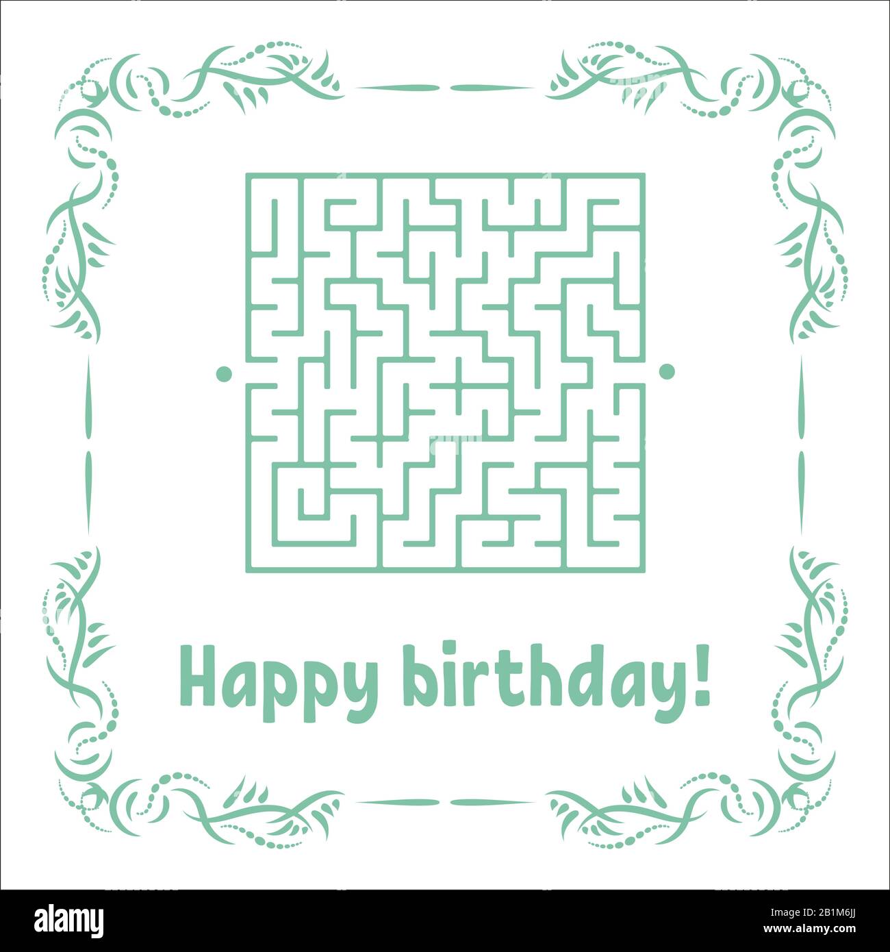 Color Greeting Card With A Square Maze Happy Birthday Game For Kids Puzzle For Children Maze Conundrum Vector Illustration Vintage Frame Stock Vector Image Art Alamy