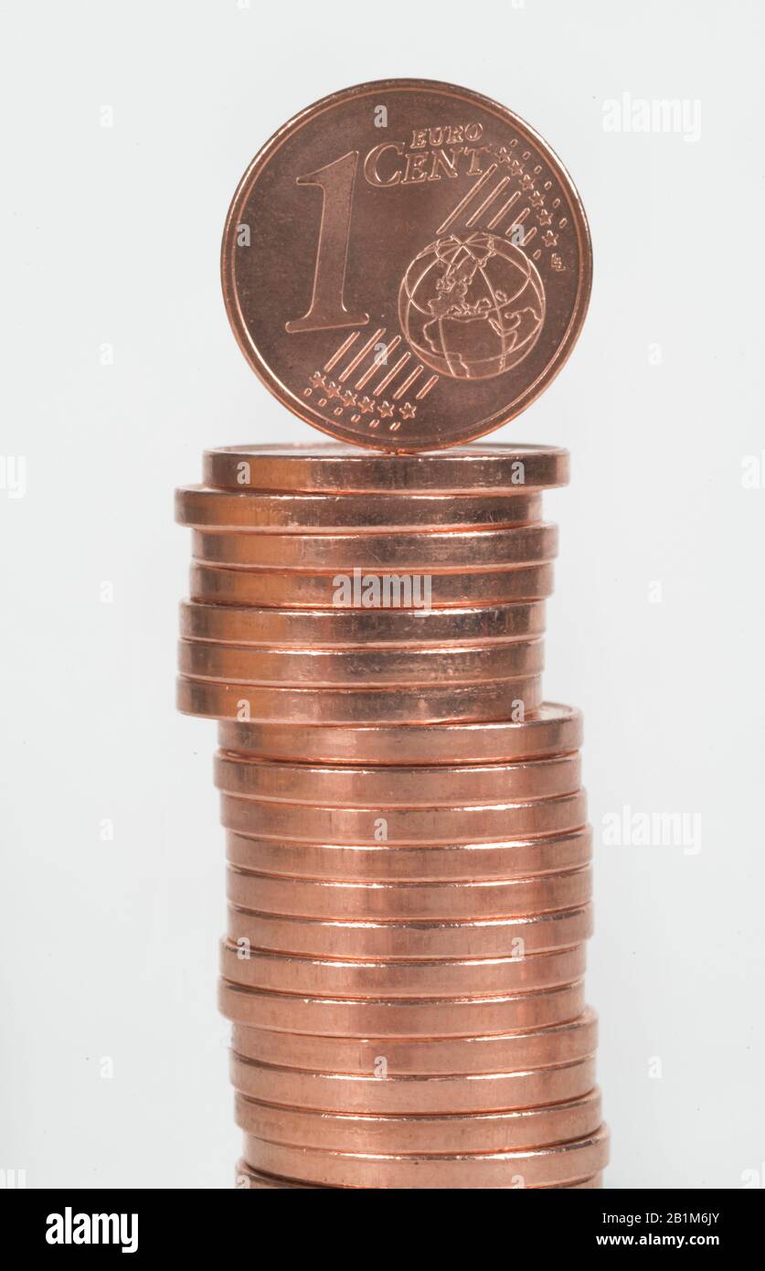 Studioaufnahme, Kupfermünzen, 1 Cent Stock Photo
