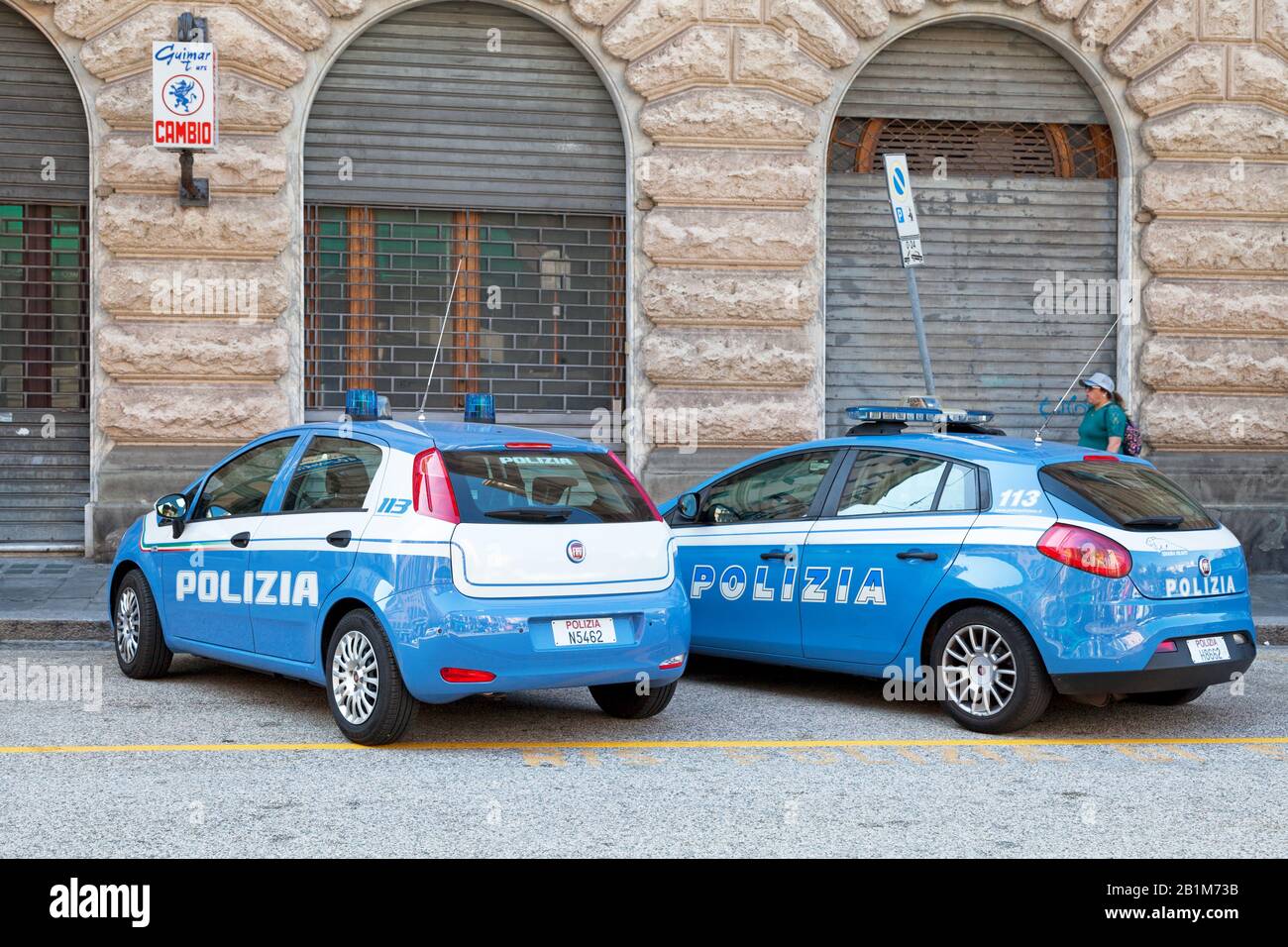 Genoa, Italy March 30 2019 Police cars from the Squadra Volante of