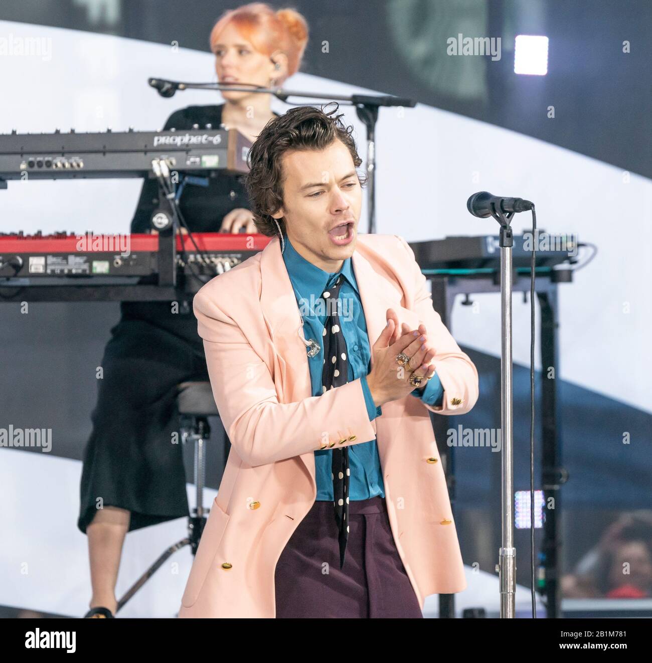 New York, NY - February 26, 2020: Singer Harry Styles performs on stage ...