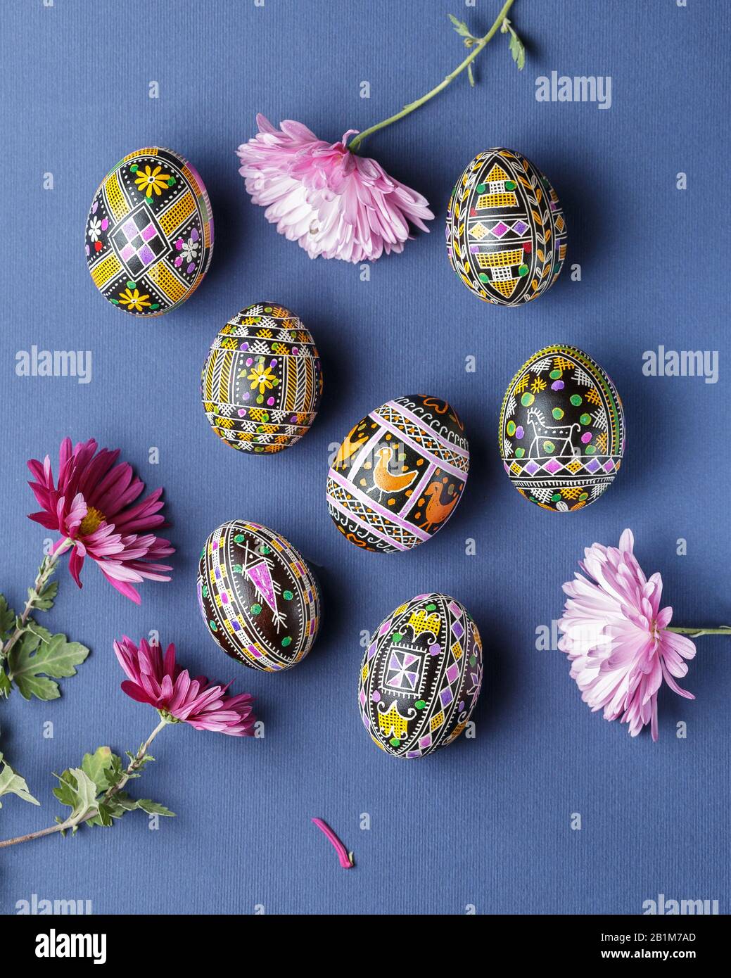 Ukrainian Pysanky Easter Egg Written on Hen Shell Wax Resist Dyed Style #M77