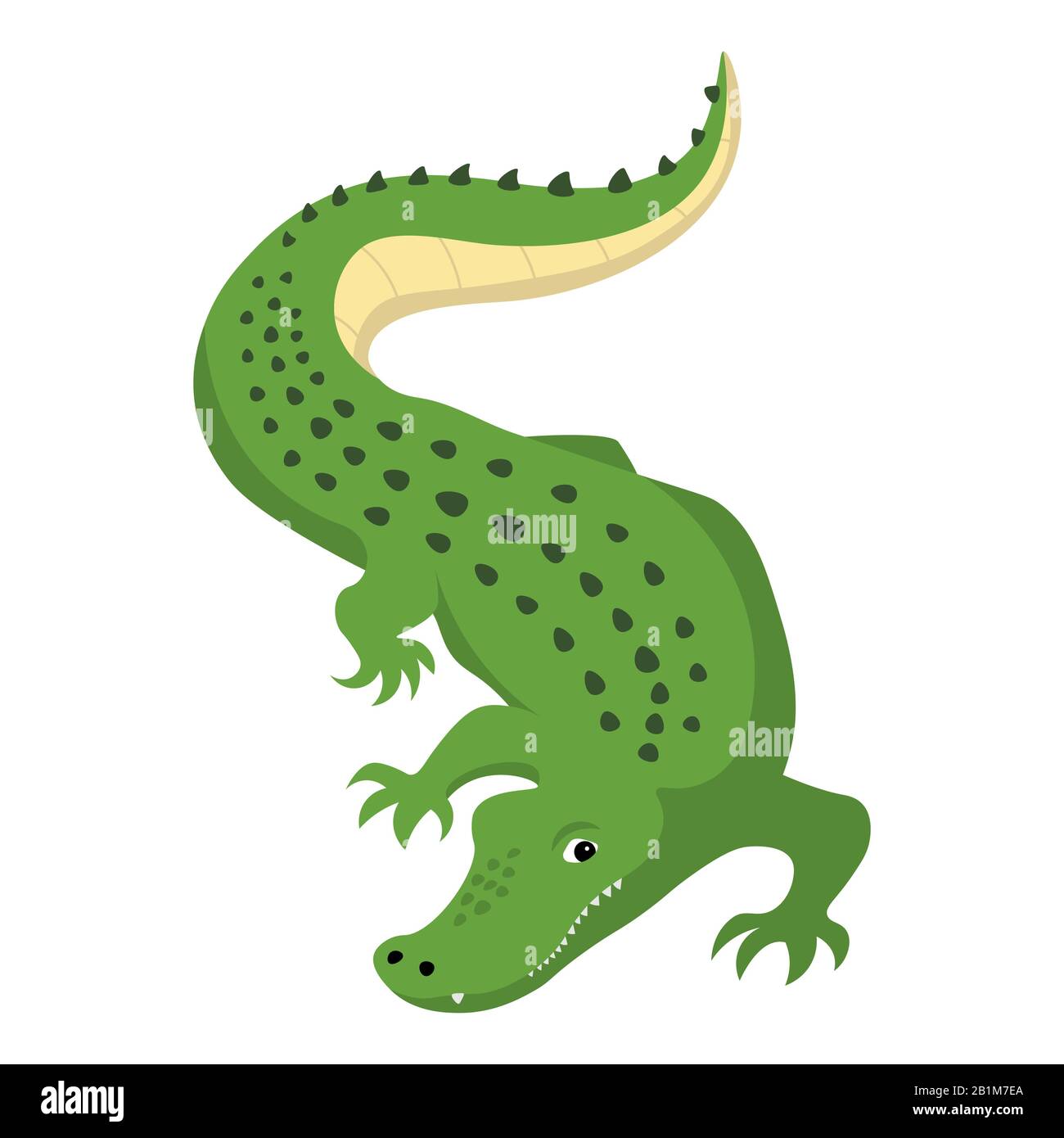 Predatory alligator crocodile with open mouth and fangs, wild animal vector isolated Stock Vector