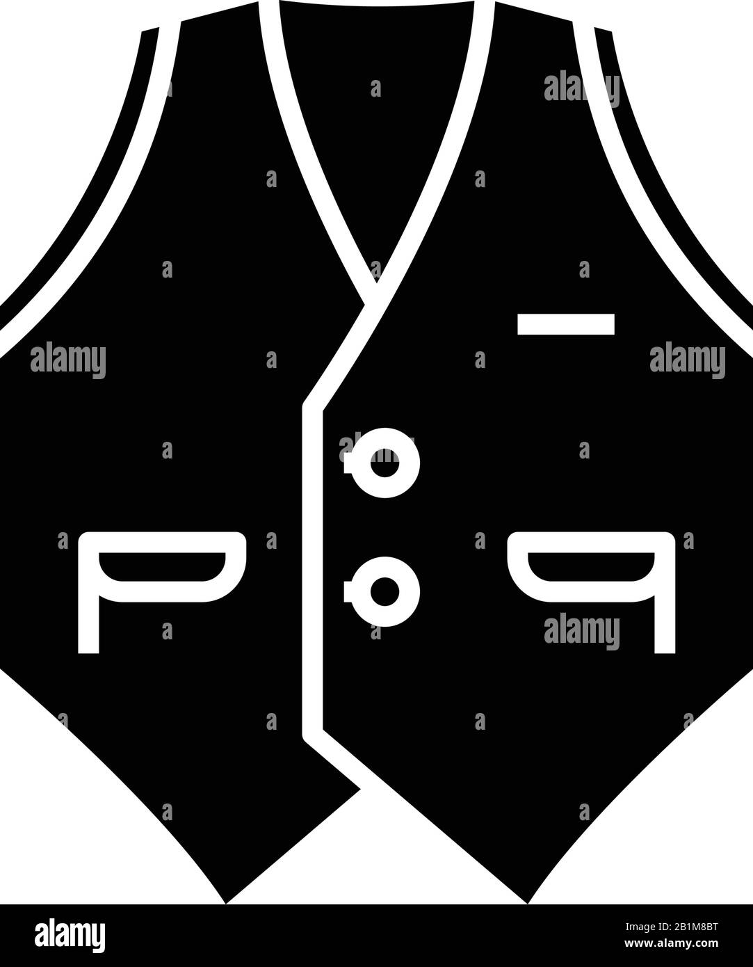 Classic vest black icon, concept illustration, vector flat symbol, glyph sign. Stock Vector