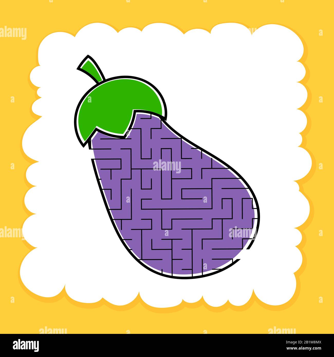 Maze eggplant. Game for kids. Puzzle for children. Cartoon style