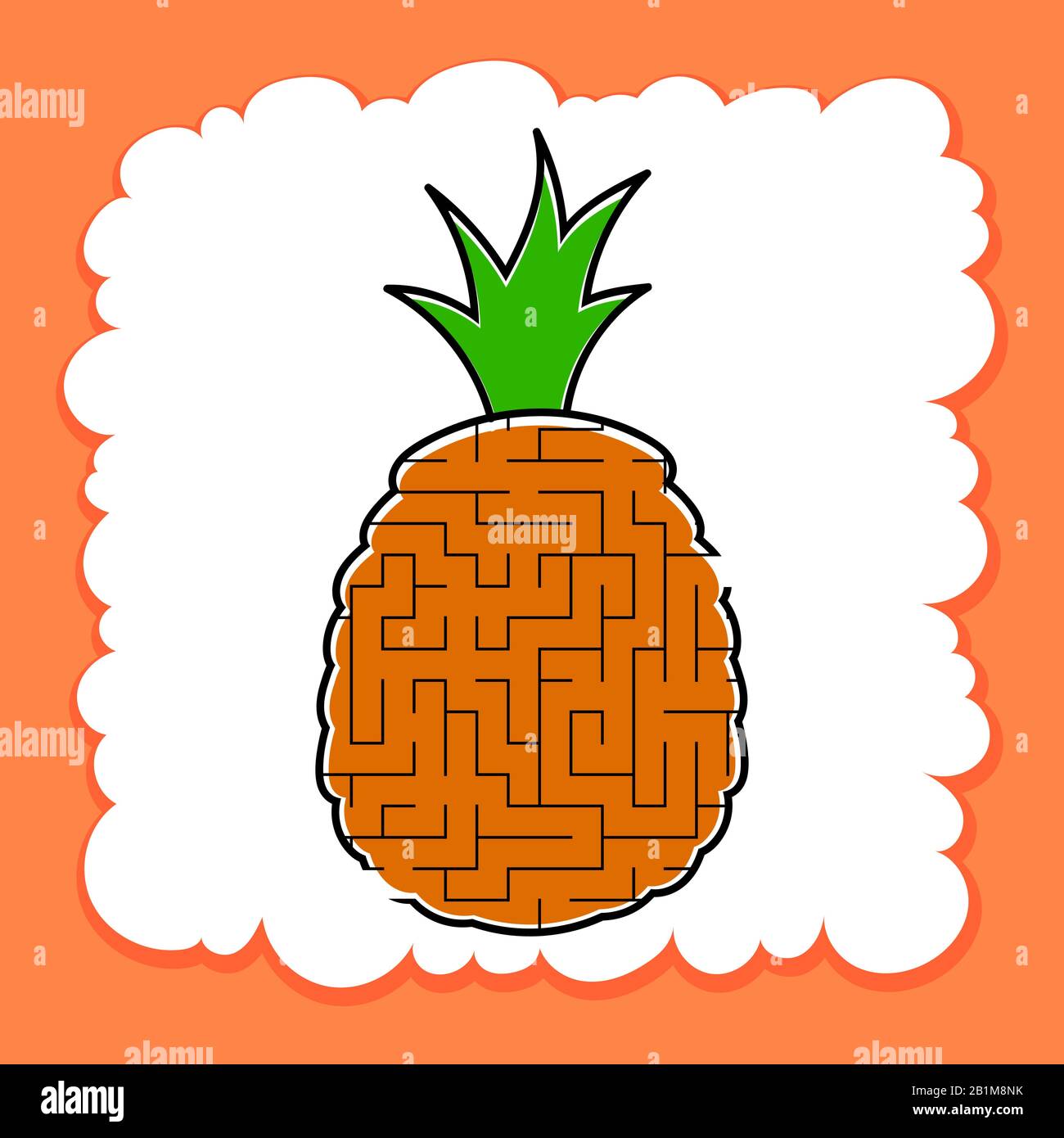 Maze pineapple. Game for kids. Puzzle for children. Cartoon style. Labyrinth conundrum. Color vector illustration. The development of logical and spat Stock Vector