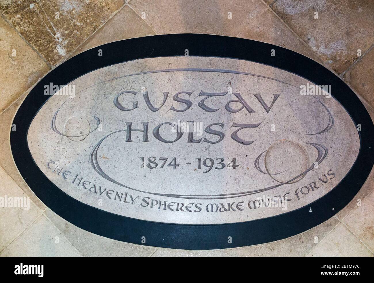 Gustav Holst / Holsts Memorial stone plaque in the floor Chichester Cathedral. UK (114) Stock Photo