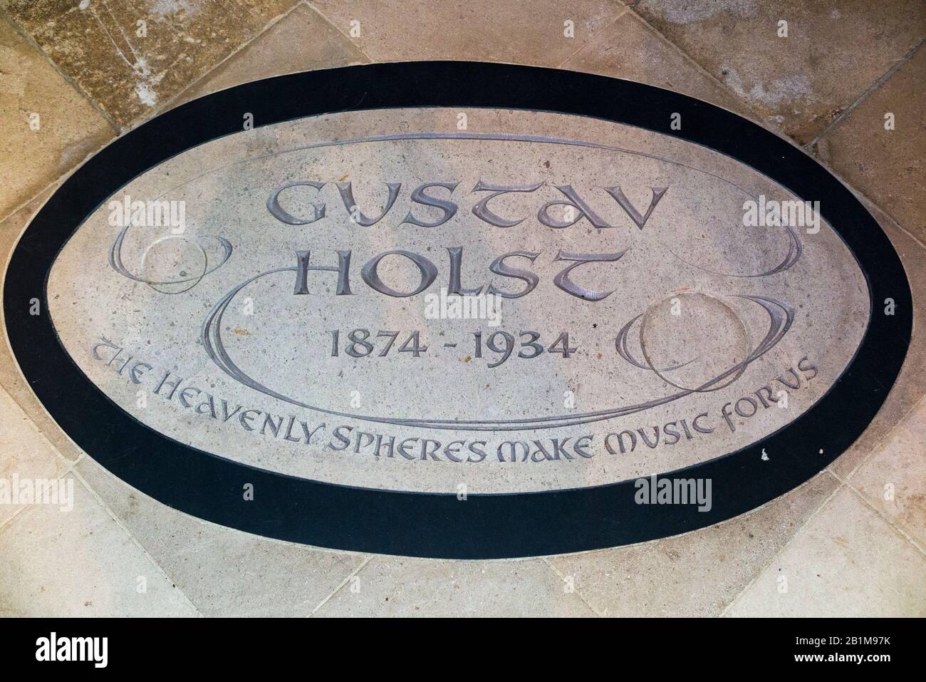 Gustav Holst / Holsts Memorial stone plaque in the floor Chichester Cathedral. UK (114) Stock Photo