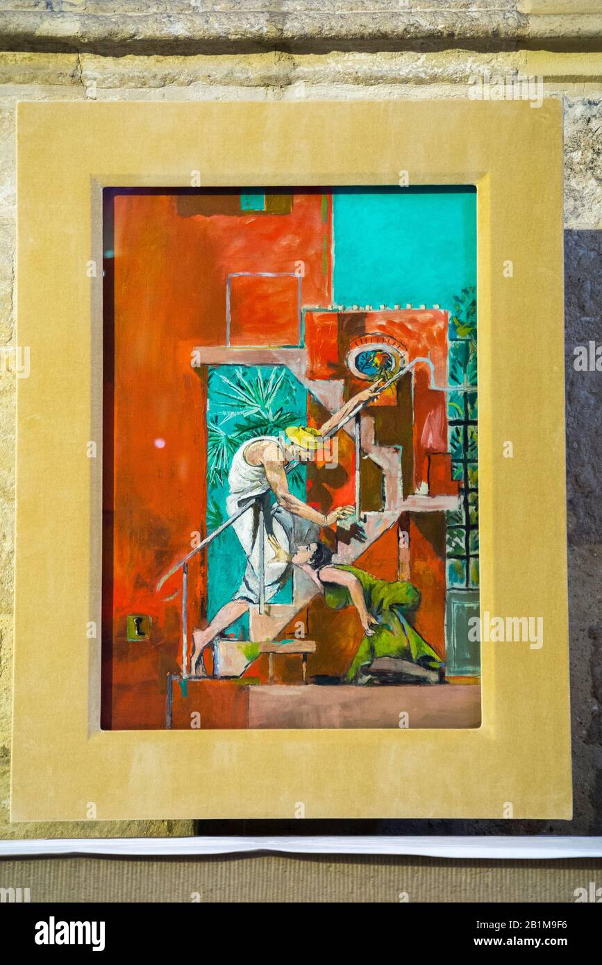 Painting on the wall of Chichester Cathedral in the Saint Mary Magdalene Chapel; 'Noli Me Tangere' painted by Graham Sutherland. Noli me Tangere (Do not hold me) was painted in 1961. UK (114) Stock Photo