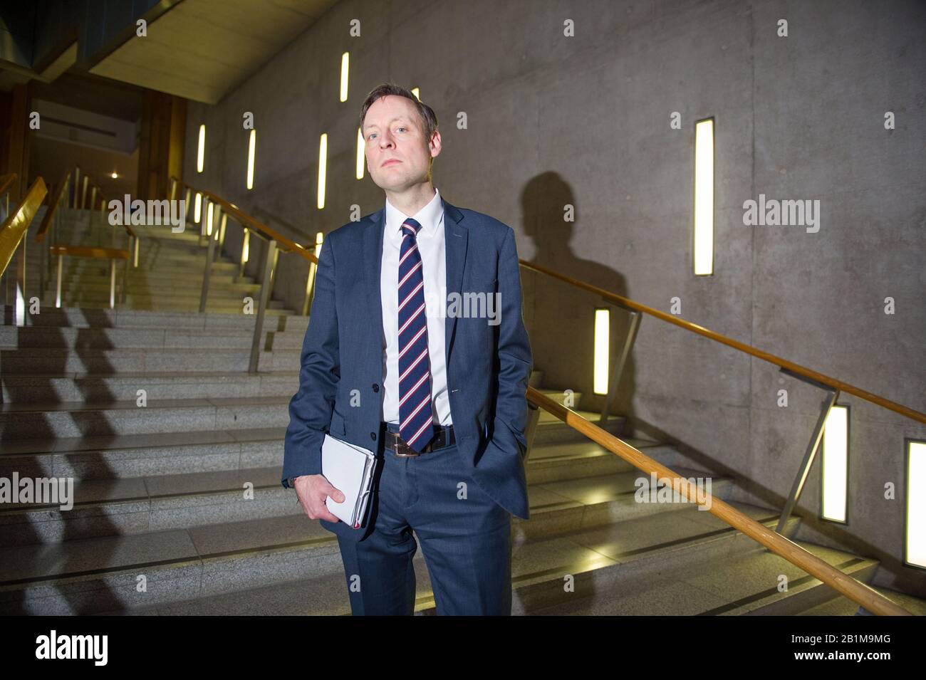 Edinburgh, UK. 26th Feb, 2020. Pictured: Liam Kerr MSP - Deputy Leader, Shadow Cabinet Secretary for Justice. Scenes from thee Scottish Parliament after decision time in the Chamber. Credit: Colin Fisher/Alamy Live News Stock Photo