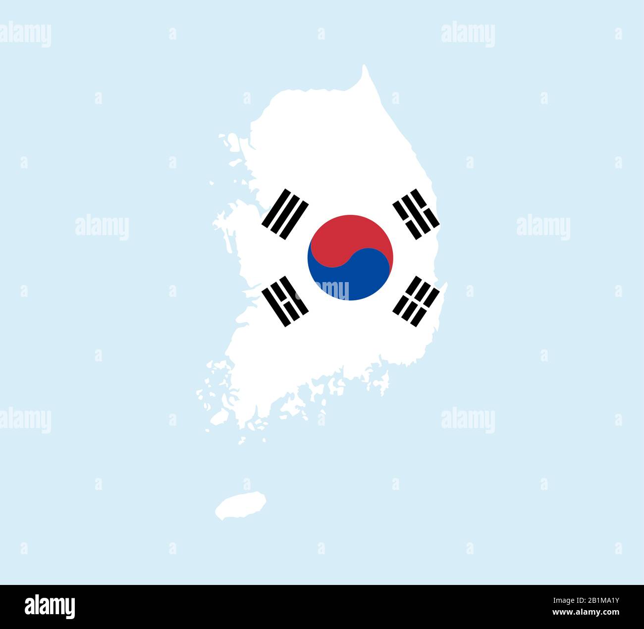 South Korea map, flag. Vector illustration, flat design. Stock Vector