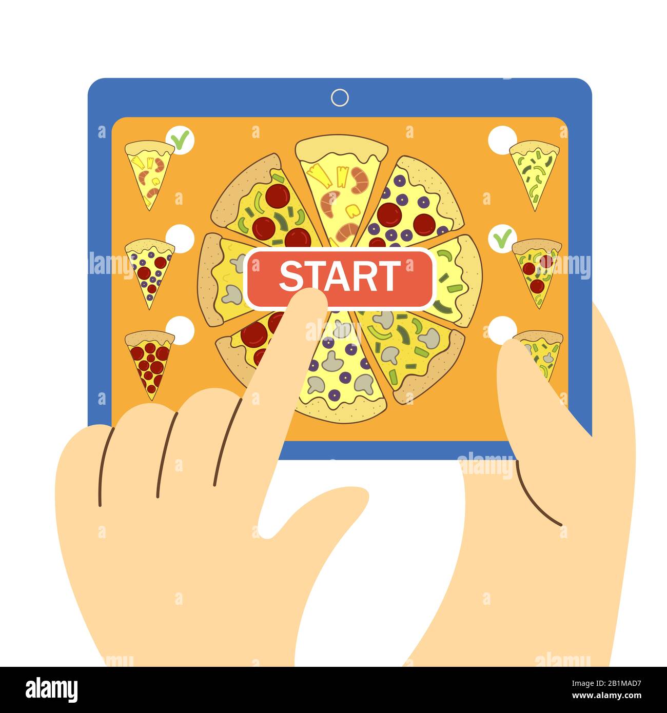 buying pizza through the gadget app vector illustration Stock Vector