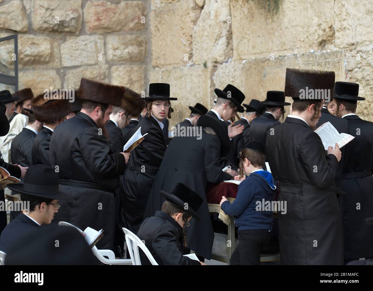 Gläubige Juden, Klagemauer, Jerusalem, Israel Stock Photo