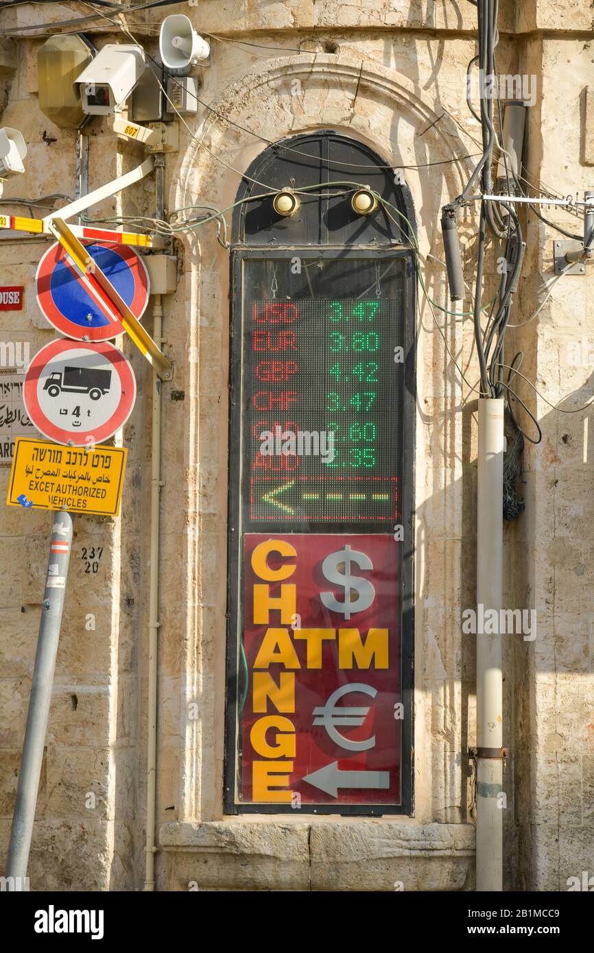 Kurse Geldwechsler, Jerusalem, Israel Stock Photo