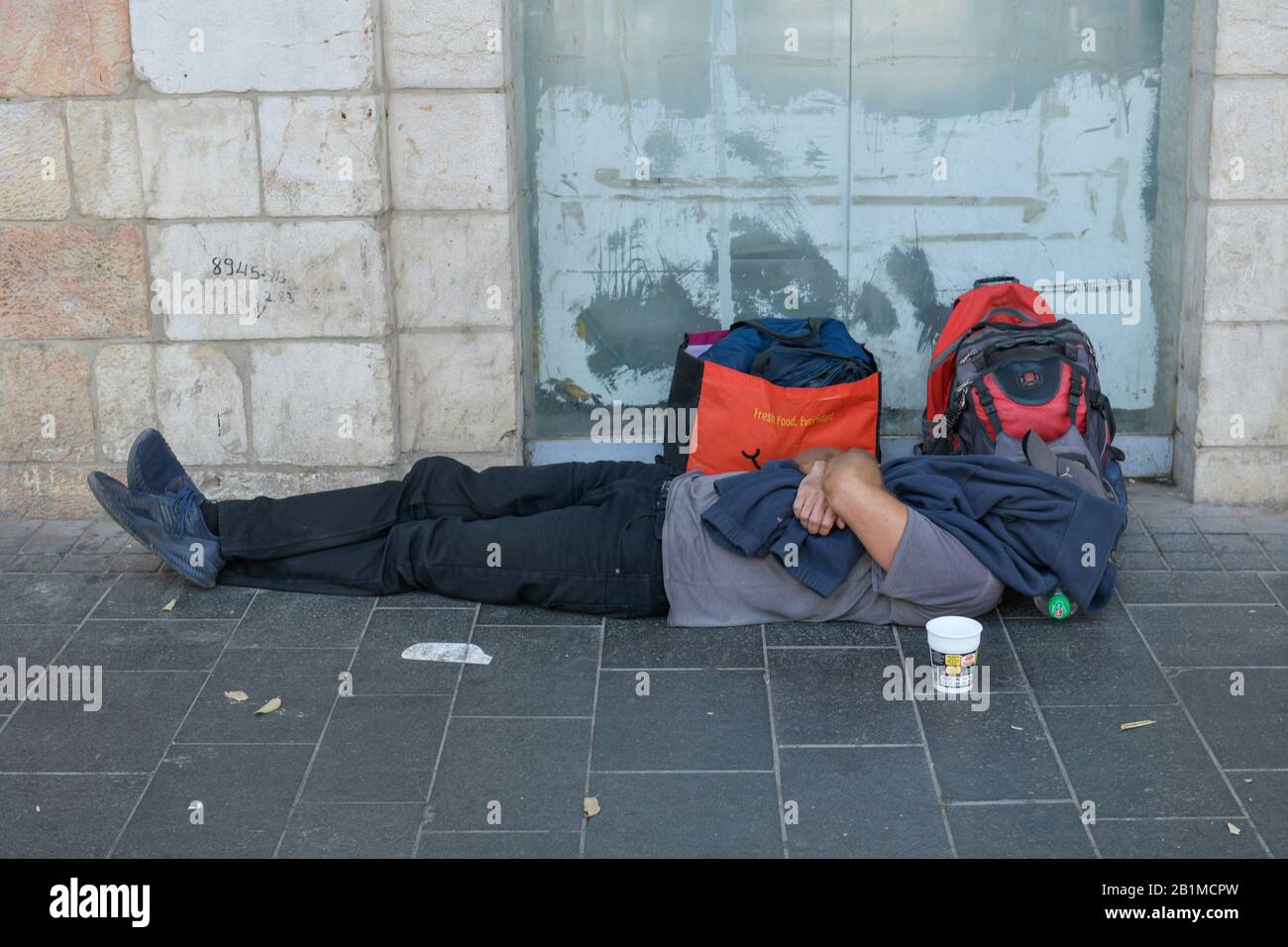 Bettler, Jaffa Street, Jerusalem, Israel Stock Photo