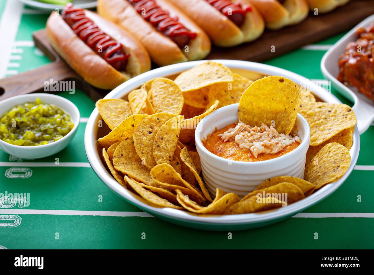 Buffalo chicken dip and chips Stock Photo Alamy