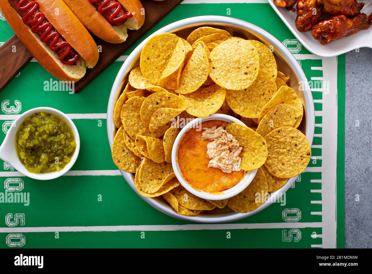 Buffalo chicken dip and chips Stock Photo Alamy