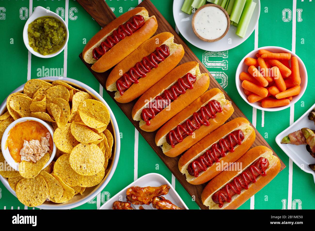 Hot dogs for game day Stock Photo
