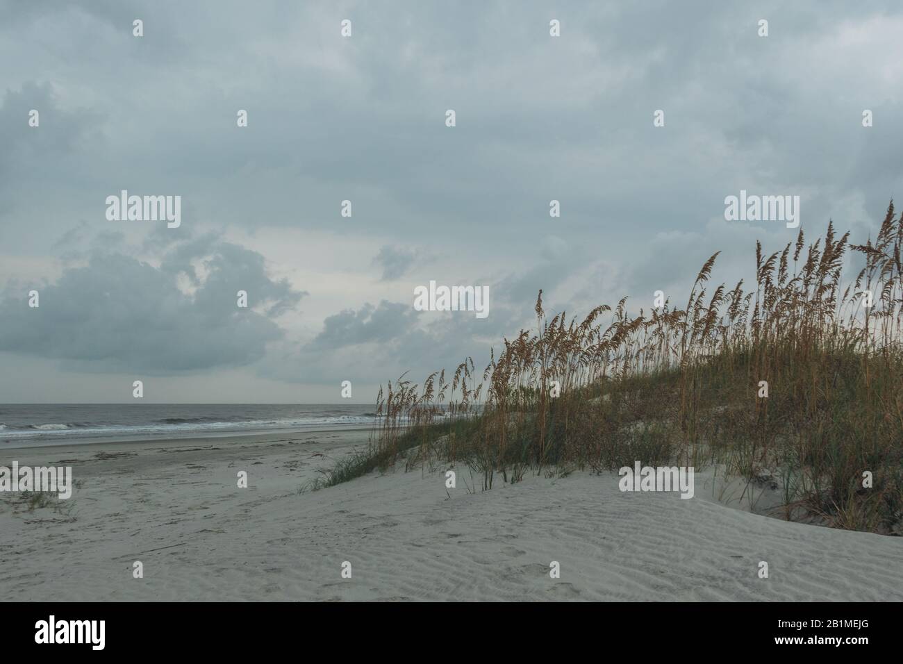 Stormy rain bad weather on the beach of Jekyll Island, Stock Photo Alamy