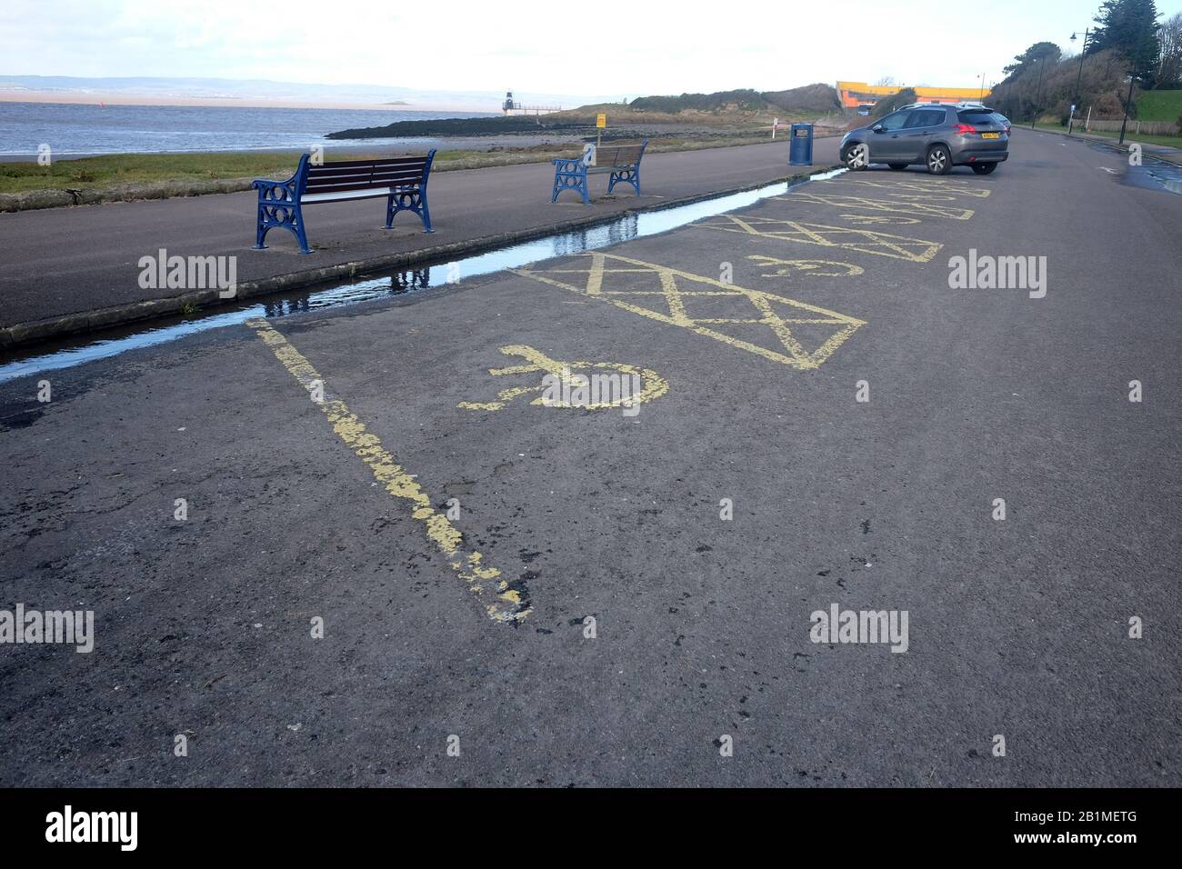 Feb 2020 Disabled parking bays in Portishead on the 'sea' front Stock