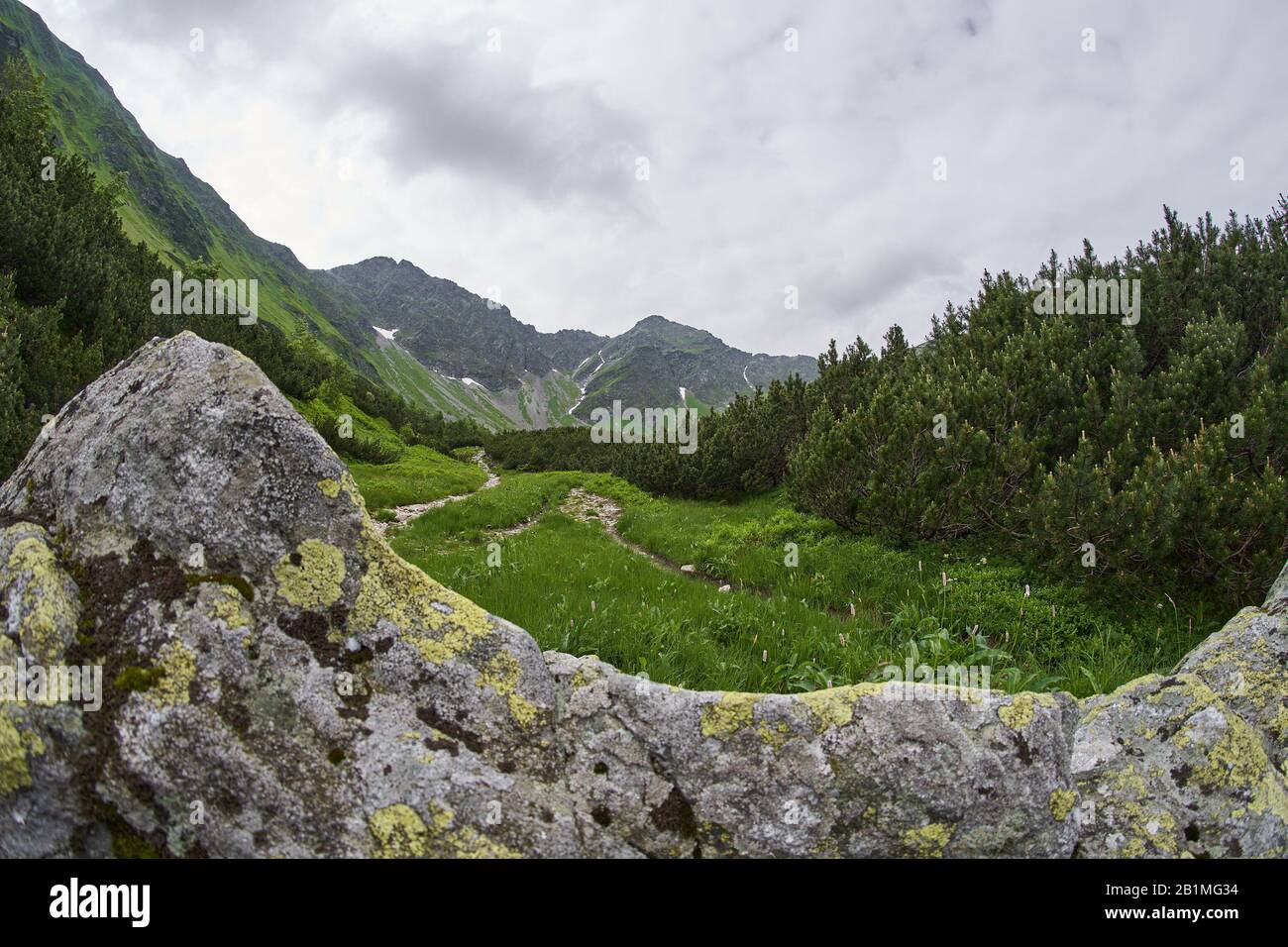 West High Tatras Mountains, Slovakia in Summer with cloudy sky Stock Photo