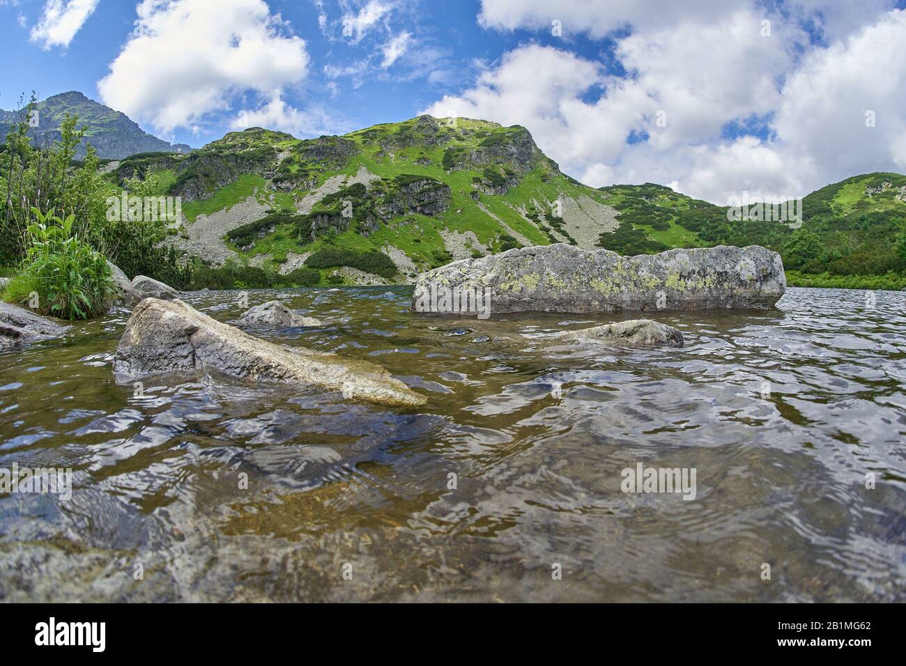Lake Rohacske plesa, West High Tatras Mountains, Slovakia in Summer Stock Photo