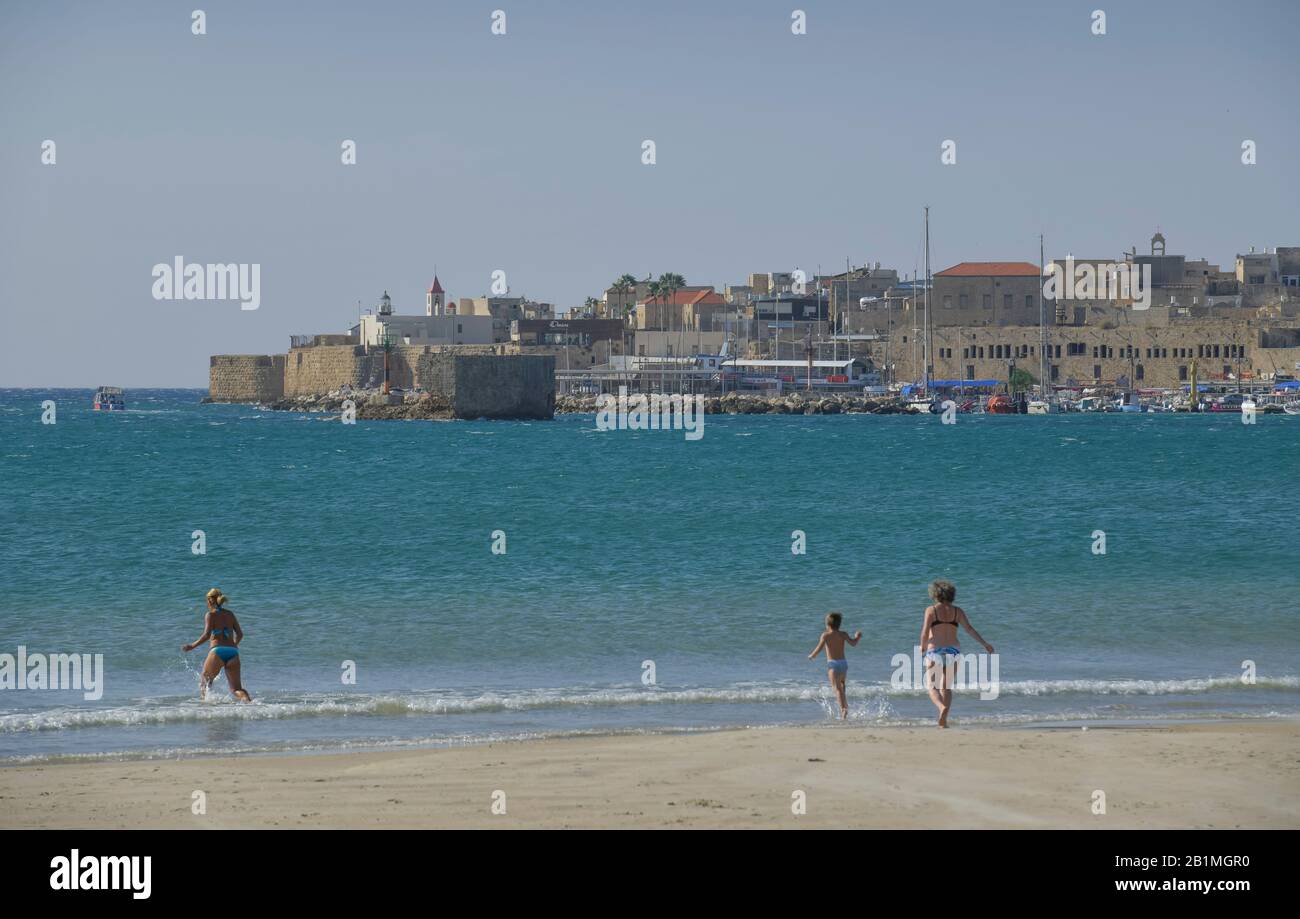Stadtansicht, Panorama, Mittelmeer, Akko, Israel Stock Photo