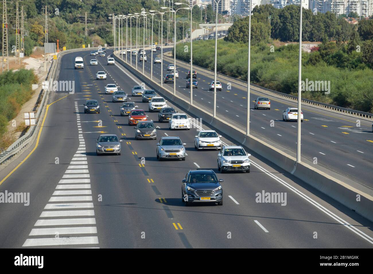 Autobahn A2 bei Netanja, Israel Stock Photo