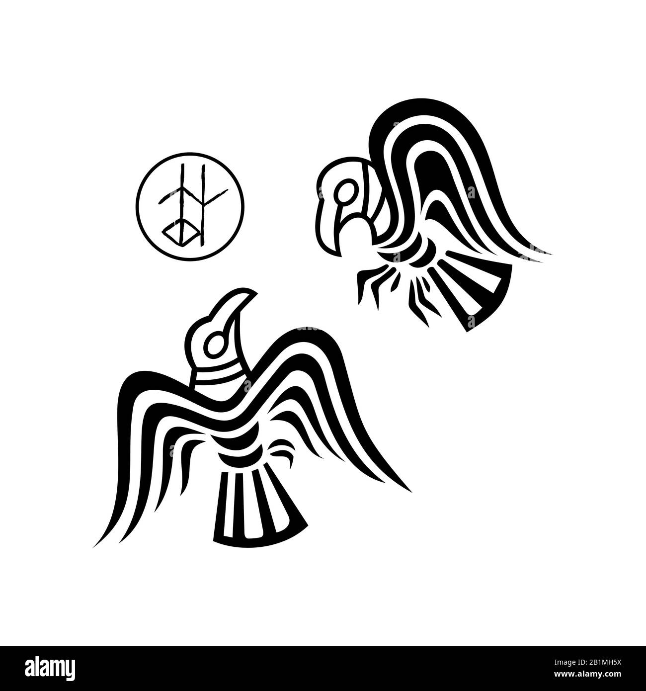 Odin's ravens: huginn and muninn Stock Vector Image & Art - Alamy