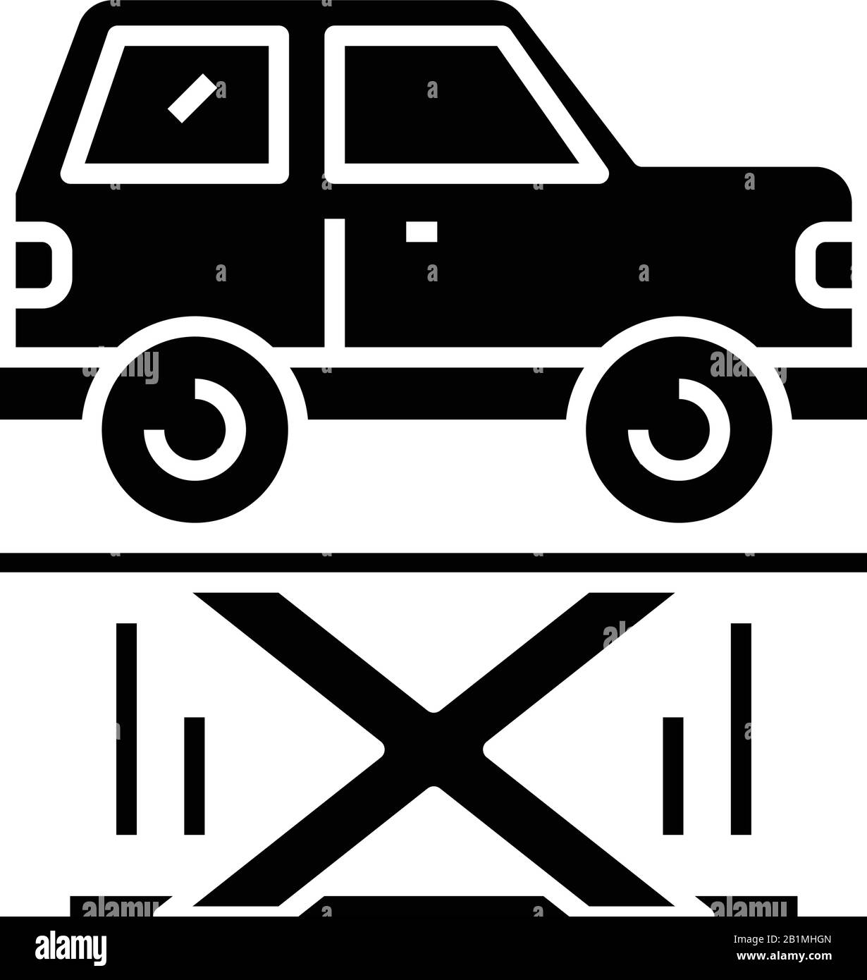 Car diagnostics black icon, concept illustration, vector flat symbol, glyph sign. Stock Vector