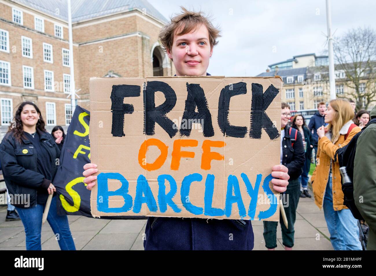 Bristol college students and school children are pictured taking part in a Youth Strike 4 Climate change protest march in Bristol 14-02-20 Stock Photo