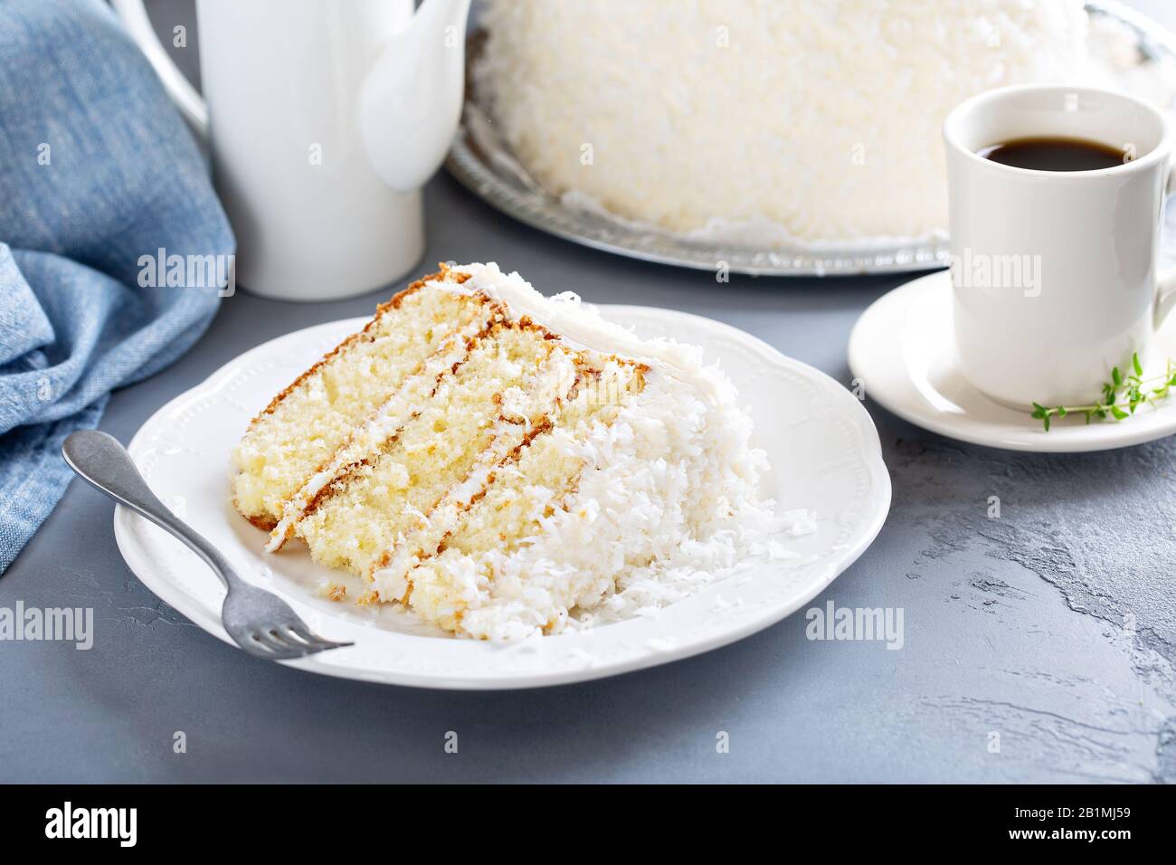 Coconut layer cake Stock Photo
