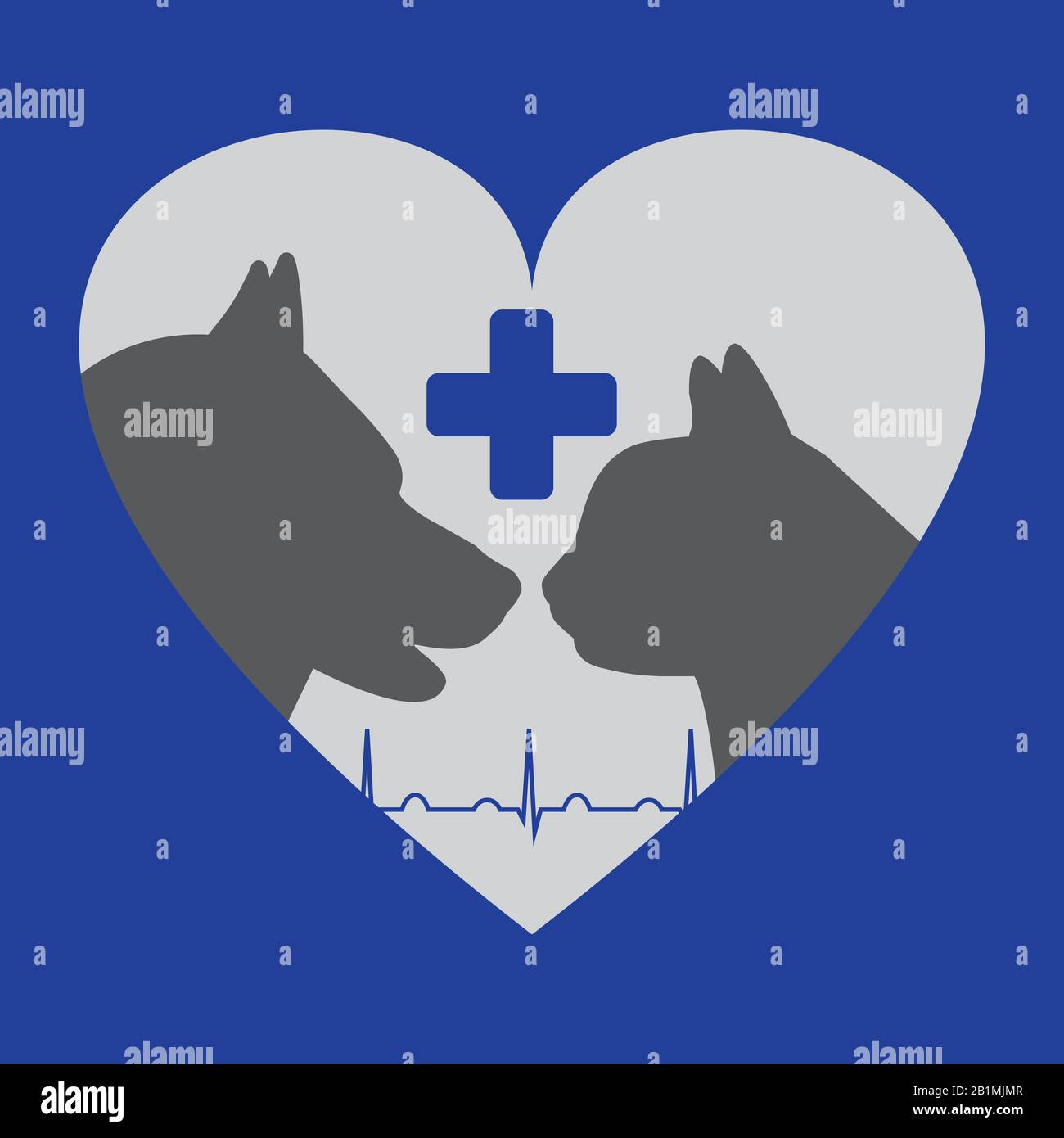Heart shape cat and dog. Veterinary clinic logo Stock Vector Image
