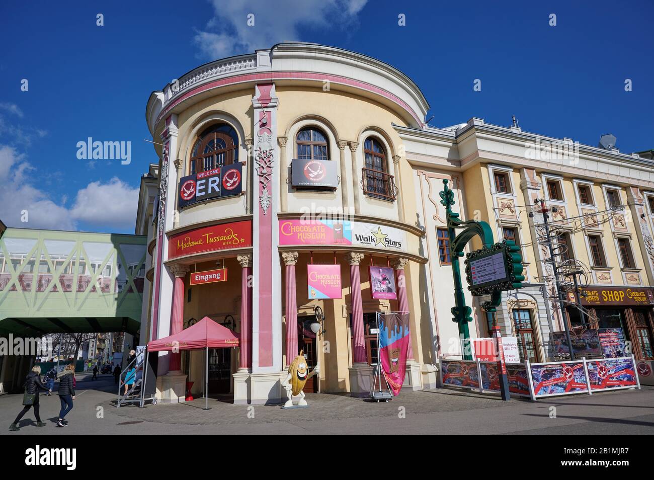 Vienna, Austria - February 20, 2020: Madame Tussaud's museum in the Prater park, Vienna. The amusement park stands in one corner of the Wiener Prater and includes the famous Wiener Riesenrad. Stock Photo