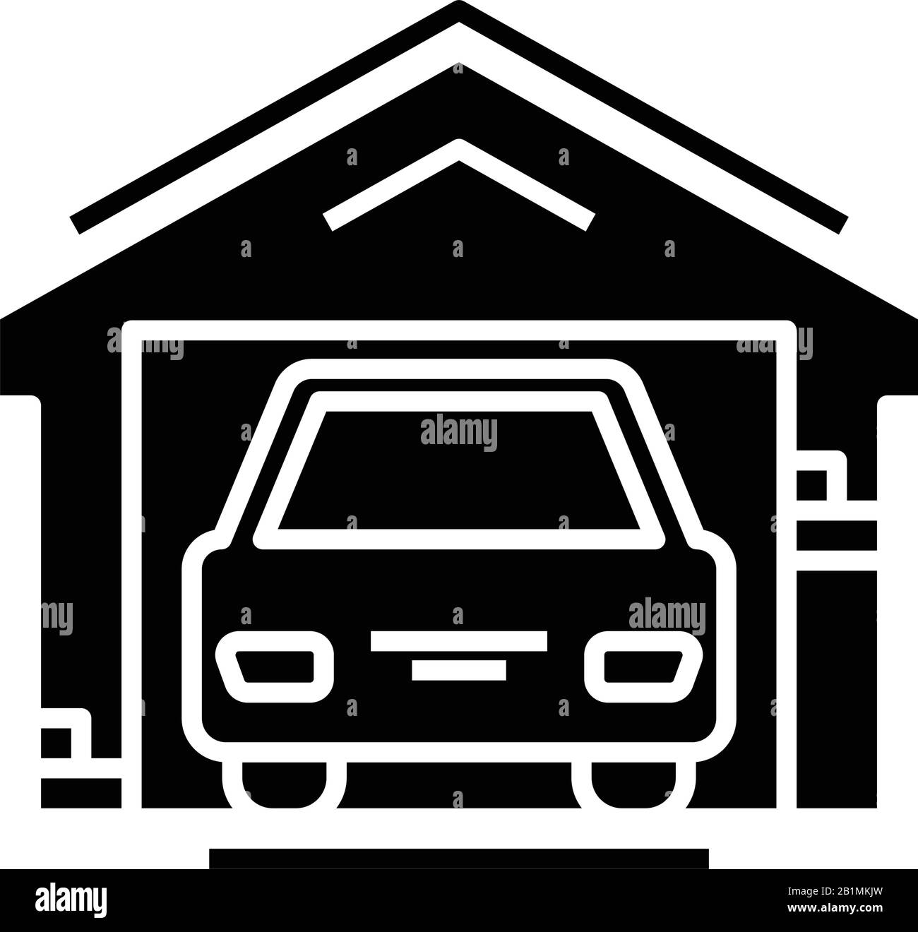 Car garage black icon, concept illustration, vector flat symbol, glyph